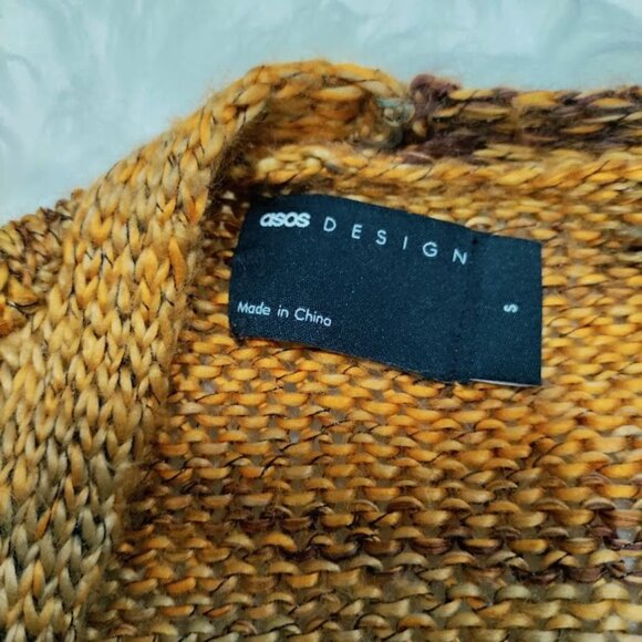 ASOS Design Long Sleeve Hippie Boho Festival Knit Cardigan Sweater Brown S/M - Picture 6 of 9